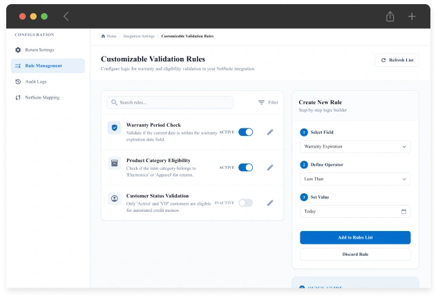 Customizable Validation Rules